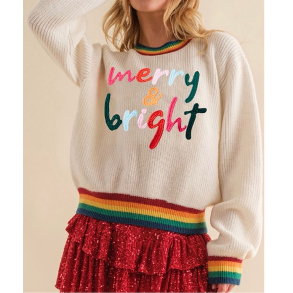 Merry and Bright rainbow Sweatshirt - Picture 1 of 2